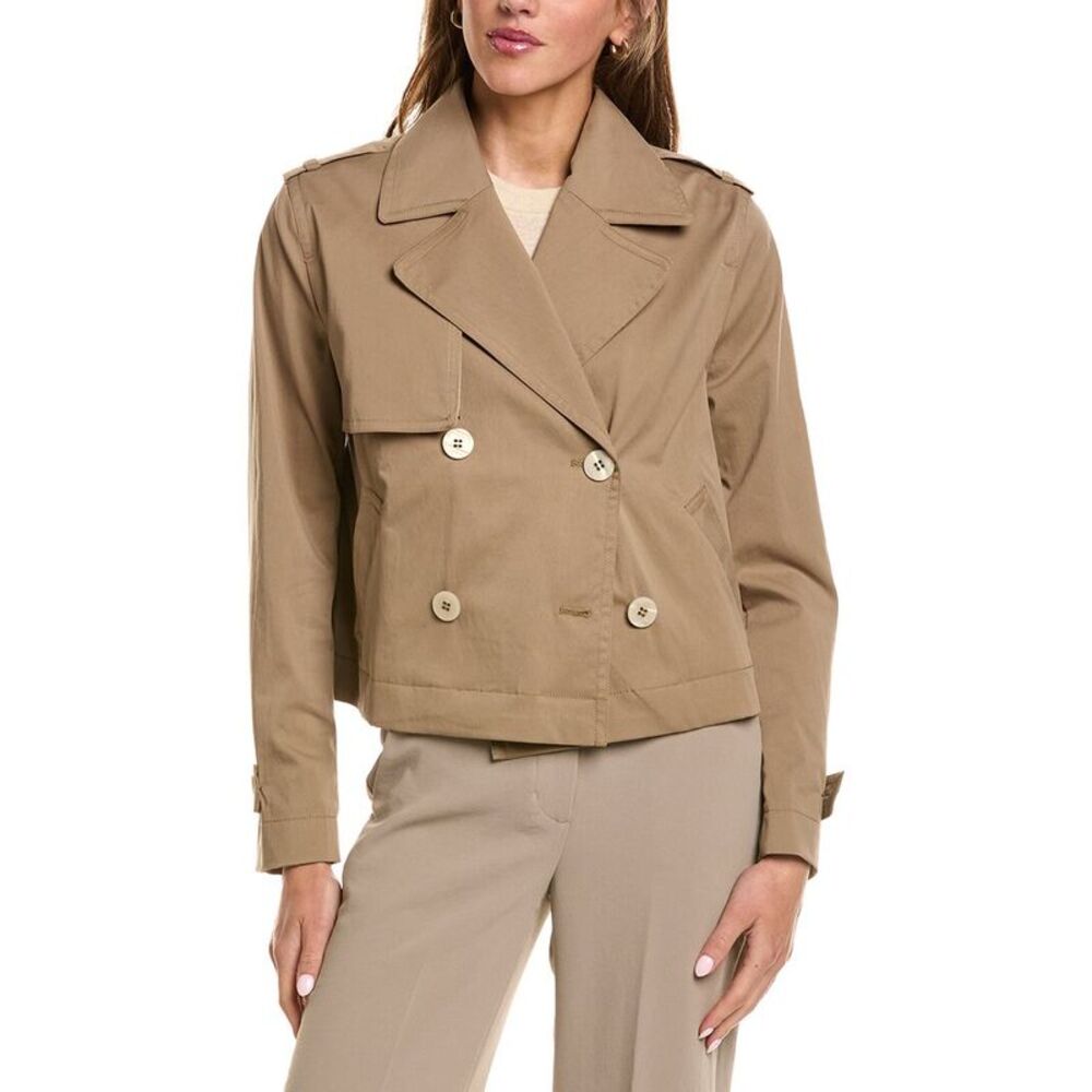 Fleurette Womens  Cropped Trench Coat, Brown
